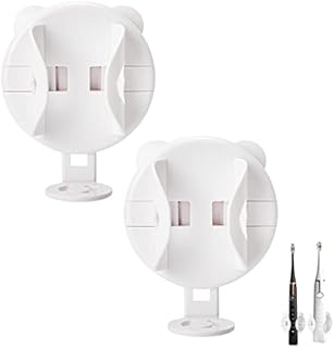 LXQ Electric Toothbrush Holder 2Pack Self-adhesive Toothbrush Stand Wall Mounted Toothbrush Holder for Bathroom Adjustable Auto-Lock Toothbrush Organizer for All Electric Toothbrushes, White