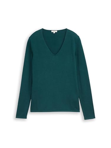 Tom Tailor Damen 1012976 Strickpullover Mit V-Ausschnitt, 12818 - Deep Meadow Green, XL EU 4