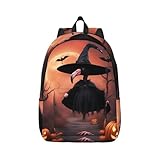 Vbcxza Mochila de lona con estampado de sombrero de bruja de flamenco, tamaño mediano y pequeño, perfecta para senderismo, viajes y uso diario, Black, M, Mochilas rucksack
