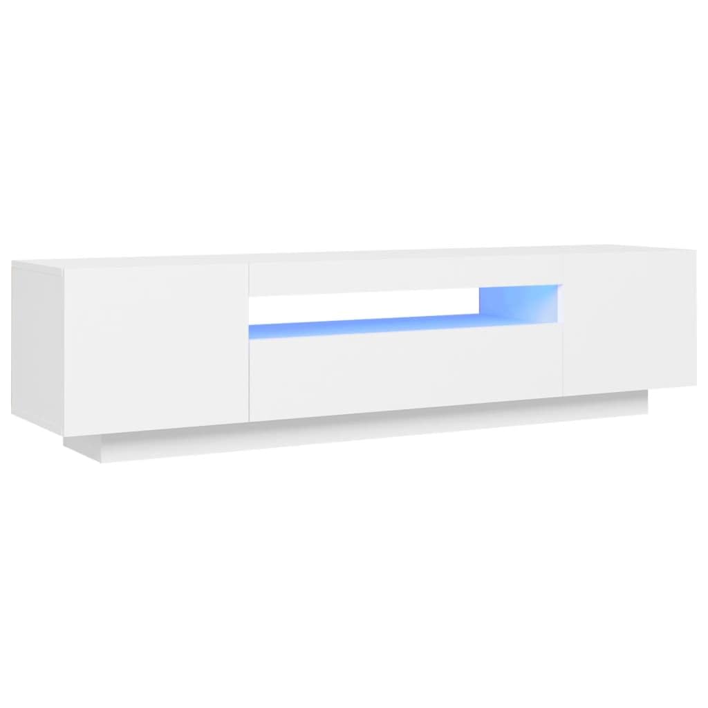 vidaXL Mueble para TV con Luces LED Soporte Mobiliario Armario Aparador Estante Salón Sala de Estar Dormitorio Decoración Blanco 160x35x40 cm