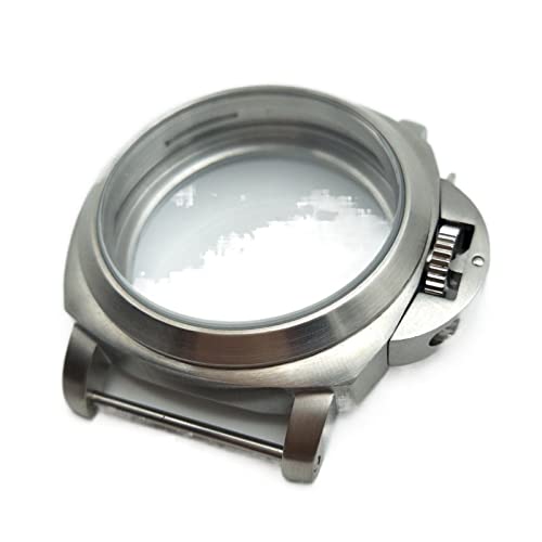 WKWPYCYUH Reloj de 44 mm de acero inoxidable plateado con tapa trasera cepillada para 6497/6498 movimiento 44-450 caja de reloj, talla única, Agate