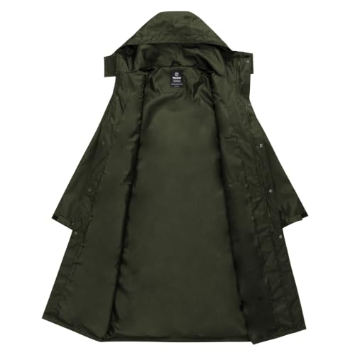 Image of Wantdo Long Rain Coats for Men Waterproof Rain Jacket with Hood | Mens Trench Rain Coat for Outdoor Work, Fishing, Hiking, Fully Taped Seams, Detachable Hood, Flap Pockets with Packable Bag