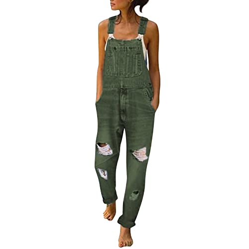 Pantalones vaqueros largos de gran tamaño para mujer, pantalones de peto para mujer, pantalones vaqueros holgados, pantalones de trabajo elásticos, monos sin mangas, con bolsillos, pantalones de peto