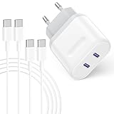 iPad Ladekabel USB C, iPad Ladegerät 20W Dual USB-C Power Adapter Schnellladegerät mit Schnellladekabel USBC 2M for iPad Pro 12.9/11,iPad Air 4/5 Gen,iPad mini 6th,iPad 10th Gen for iPhone 16Pro/15