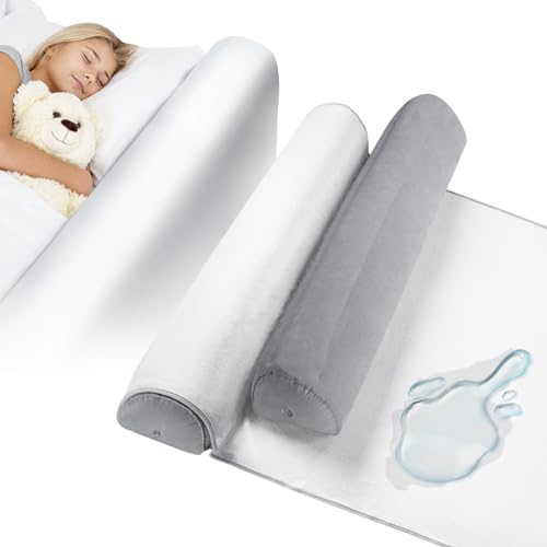 NiHome Inflatable Bed Rails for Toddlers 2PCS with Pump Waterproof Pad Non-Slip Bed Rail for Toddlers Portable Travel Bed Rail for King Queen Full Twin Bed Safety Gard for Kids Adults Elderly (Gray)