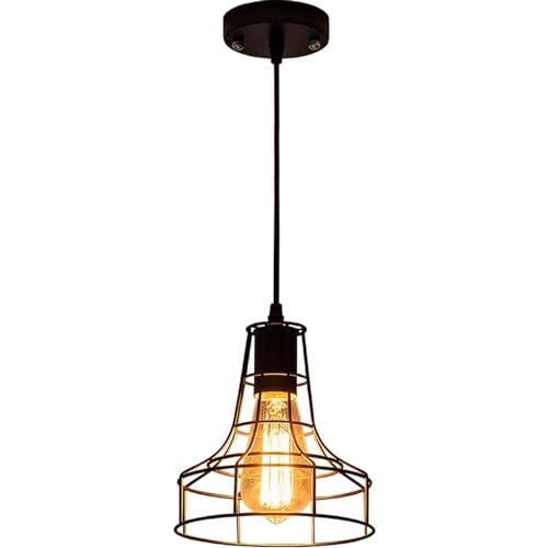 Lustre de l'énergie en fer noir créatif avec structure géométrique semi-soupçon 7,5 pouces
