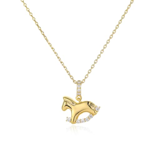 ARSIS Horse Pendant Necklace for Women, 18K Gold Plated Copper