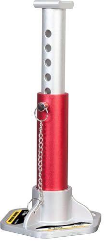 Image of Big RED T43004-1 Torin Aluminum Jack Stands with Locking Support Pins: 3 Ton (6,000 lb.) Capacity, Red /Silver, 1 Pair