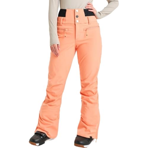 Roxy Women's Rising High Ski Pant – 15K Waterproof Stretch Snow Pant, SKINNY Fit, PFAS-Free, Peach Pink, X-Large