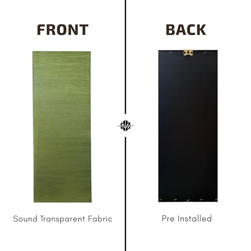 Image of Acoustic Rockwool Sound Absorption Panels 24 inch x 48 inch x 1.5 inch (Set of 2) | NRC 0.9 Noise Reduction Wall Panels | Rock Wool for Soundproofing Studio, Home & Office (Olive Moss)