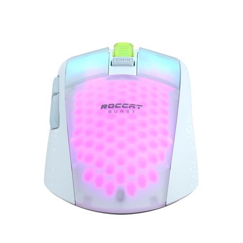 Roccat Burst Pro Air - mouse ottico da gioco RGB wireless professionale, simmetrico e ultraleggero con sensore ottico Owl-Eye a 19.000 DPI, switch ottici, Titan Wheel, peso di 81grammi, bianco - Mouse gaming - Immagine 3