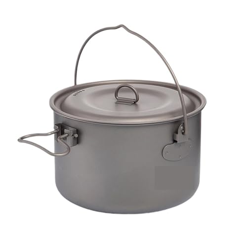 Genérico Vajilla for Acampar, Juego de Utensilios Cocina Titanio, caldero for Turismo, Olla al Aire Libre, sartén, Picnic, Senderismo(1300ML Titanium Pot)