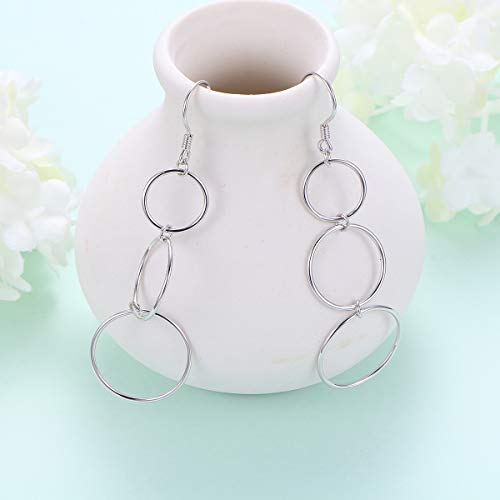 S925 Sterling Silver Long Hoop Circle Dangle Drop Earrings for Women3