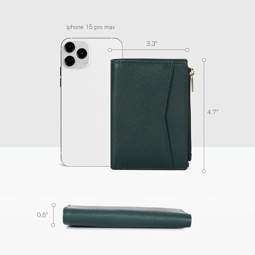 Image of Oak Leathers Leather Wallet For Women - Small RFID Coin Purse Credit Card & ID Holder for Ladies, Gift for Women's, Bifold Wallets (Nappa Dark Green)
