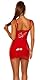 Koucla Kleid Wetlook Lederlook Lack Optik Minikleid Gogo (Rot, M)