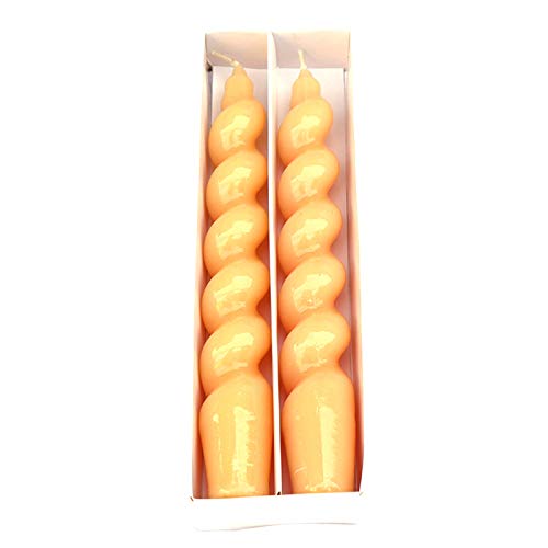 X-D 7.5'' Spiral Taper Candles Smokeless Dinner Traditional Wax Candles for Holiday Household Wedding Party,2 Pack (Cream Yellow)