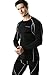 TSLA Men's UPF 50+ Compression Shirts, Cool Dry Long Sleeve Athletic Tops, Sports Baselayer Workout Shirt, Black & Light Grey, Large