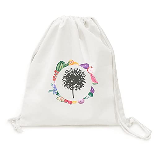 Sac en tissu pliable à sangle bouton d'or pour fruits et légumes au design silhouette de plante