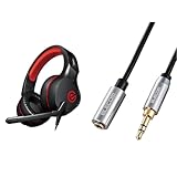 【延長ケーブルセット】 エレコム ゲーミングヘッドセット ヘッドホン 軽量×やわらかイヤーパッド 長時間のプレイも快適 ブラック HS-G01BK + エレコム オーディオケーブル 延長 イヤホン 3極 3.5mm ステレオミニプラグ 延長コード 3.5m AUX [信号の歪みや伝送ロスが少ない] ヘッドホン/スマホ/PC/TV ブラック ECDH-35E35BK