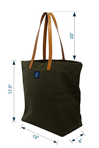 Image of AQVA Cotton Thick Canvas Tote Bag for Women (17.5 inchx13 inchx6 inch) | Trendy Stylish Multipurpose Handbag with Inside Pockets and Zipper | Shoulder Bag for Shopping, Beach, Travel and Work