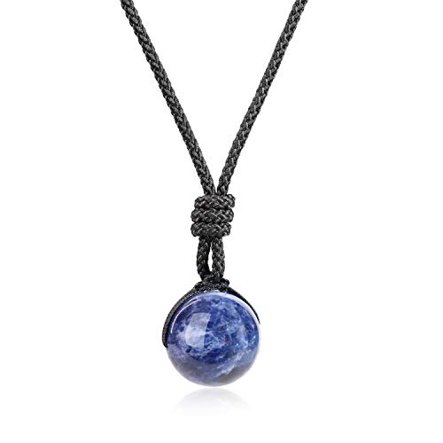 COAI Simple Sodalite Blue Stone Necklace for...