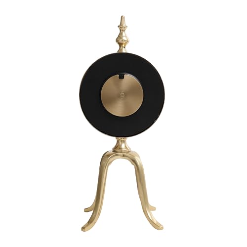 Image of Decor de Maison Handcrafted Marbellic Analog Table Clock for Kids Room, Bedroom, Study Table, Office Desk, Classic Non-Ticking Tabletop Battery Operated Desk Clock, Gold, Quad Stand