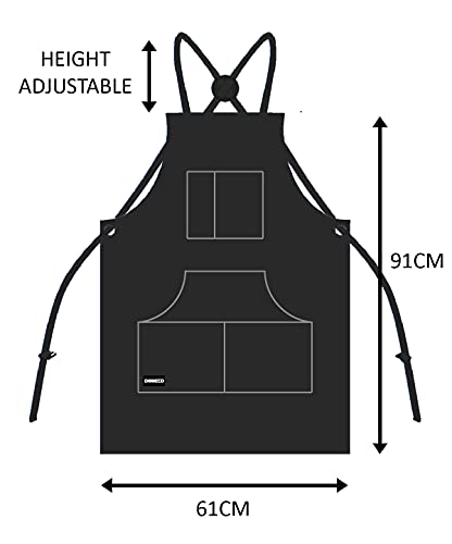 DIMWELD Leather Welding Apron With 6 pockets for men. Heavy Duty Workshop Apron for Welders and Blacksmiths. Heat and Flame Resistant Stitched in Kevlar