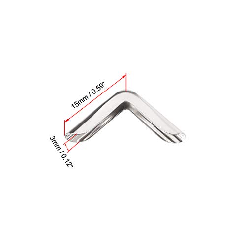 Image of uxcell Metal Book Corner Protectors Edge Cover Guard 15 X 15 X 3mm Silver Tone 100pcs