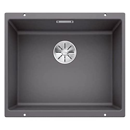 BLANCO SUBLINE 500-U – Évier de Cuisine en Granit pour Meubles Bas de 60 cm de Large – Sous Plan – SILGRANIT – Gris – 523433