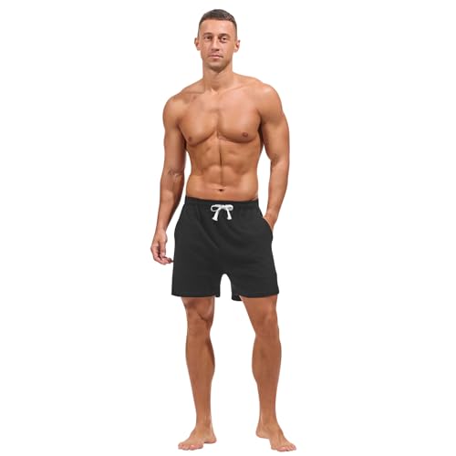 Image of AMY COULEE Mens Lounge Shorts 4 inch Pajama Lightweight Cotton Sleep Bottoms with Pockets