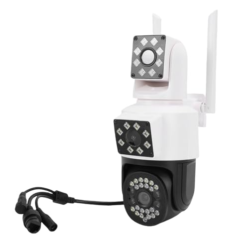 AKLOSIPY Telecamera di Sicurezza Esterna PTZ 1080P, WiFi 360 Gradi Rilevamento Umano App Condivisione Remota, con Obiettivo Ad Ampia Apertura per Cantieri Fabbriche Magazzini Negozi (Spina Europea)