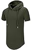 AIYINO Men's S-5X Short Sleeve Fashion Athletic Hoodies Workout Sweatshirt Hip Hop Pullover Hooded 4XL Army #3
