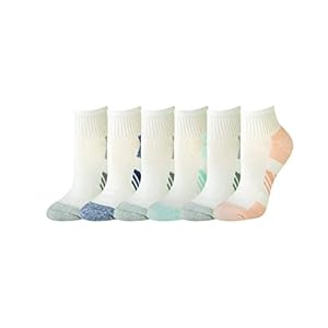 Amazon Essentials Women’s Performance Cotton Cushioned Athletic Ankle Socks, Breathable, Moisture-Wicking, 6 Pairs