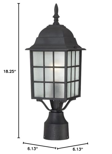 Image of Nuvo Lighting 60 /4909 Adams One Light Post Lantern 100 Watt A19 Max. Frosted Glass Textured Black Outdoor Fixture