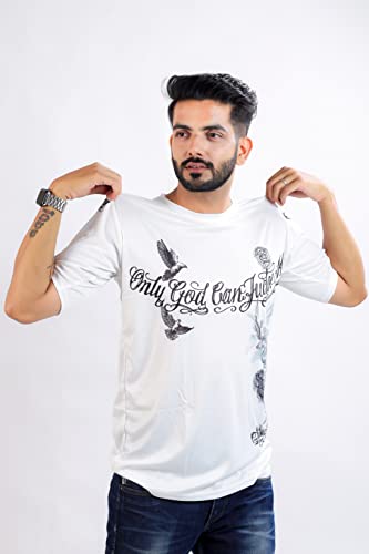 Image of HARPITA Men's Round Neck Half Sleeve Slim Fit Digital Printed Lycra T-Shirt