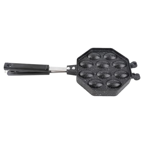 Fyearfly Molde para gofres de huevo de aleación de aluminio, antiadherente, mango seguro, waflera de burbujas para uso doméstico y comercial