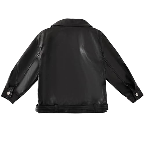 Girls PU Leather Moto Jacket - Soft Faux Leather Cropped with Notched Collar Coat, Biker Jacket for Toddler to Kids2