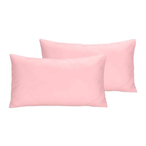 Set de 2 Fundas de Almohada 45x90 cm - Microfibra 100%, Suaves y Transpirable, Fundas de Cojín con Cierre de Cremallera, Ideal para Decoración del Hogar - Rosa