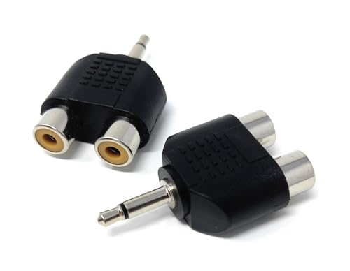 DRUT 2pcs. 3.5mm MONO Jack to 2 x RCA Female Phono Connectors Plugs Audio Video Cable Adapter, Black - Image 3