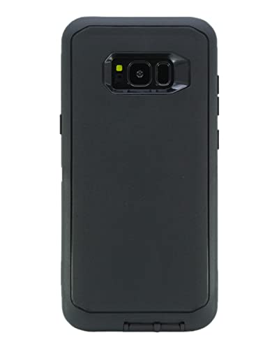 Wallskin Case For Galaxy S8 Plus (6.2") Heavy Duty Full Body Military Grade Drop Protection Carrying Cover Holder | Holster For Men Belt With Clip Stand – Black/Black #TOP3