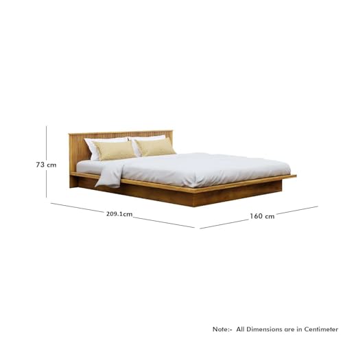 Image of Bniture Modern Low Height Queen Size Bed Without Storage | Engineered Wood Platform Bed Designer Headboard | Bed Queen Size Wooden Cot Double Bed for Bedroom 3 Year Warranty (Giant Wood)