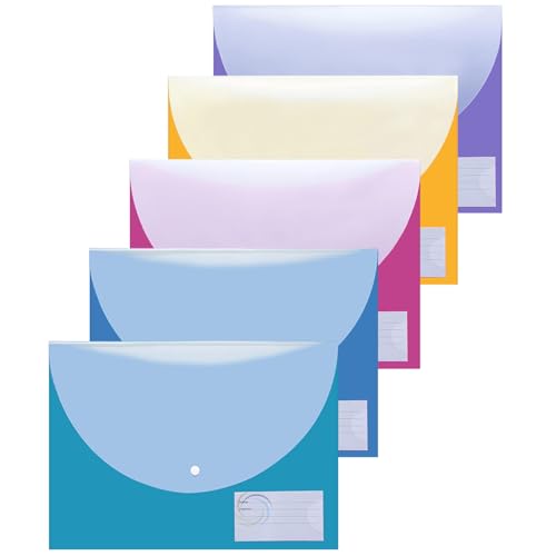 Image of Shuban Double Pocket Document Folders Letter A4 Size File Envelopes with Label Pocket & Paste Button for School Home Work Office Organization (Style-1-Double Pocket Bag (Standard)-4Pcs-Multi Color)