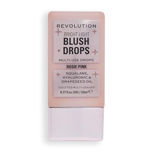 Makeup Revolution Bright Light Blush Drops Pink Rosie, Hydrating, Radiant, Hyaluronic acid, Sun-kissed look, Universal shade, every skin tone, Lightweight formula, 23ml