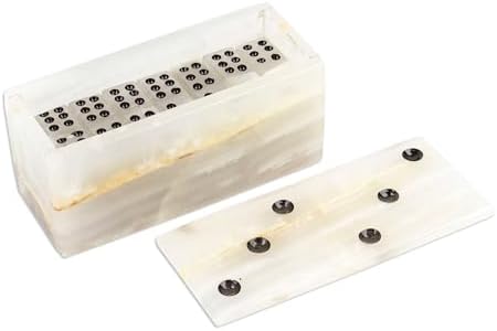 NOVICA Artisan Crafted Onyx Domino Earth's Game | Black Dots | Storage Box Shaped | Portable | Square Shaped | Wooden Box | Rustic Style | Beige Color | Mexico 0.3" H x 0.6" W x 0.4" D (Set of 28) image 5
