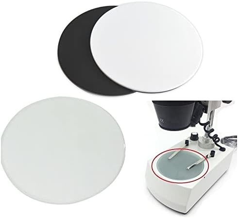 顕微鏡アクセサリーキット ステレオ顕微鏡作業段階半透明の丸い白黒プラスチック製作所 顕微鏡スライド(125mm Black Whit