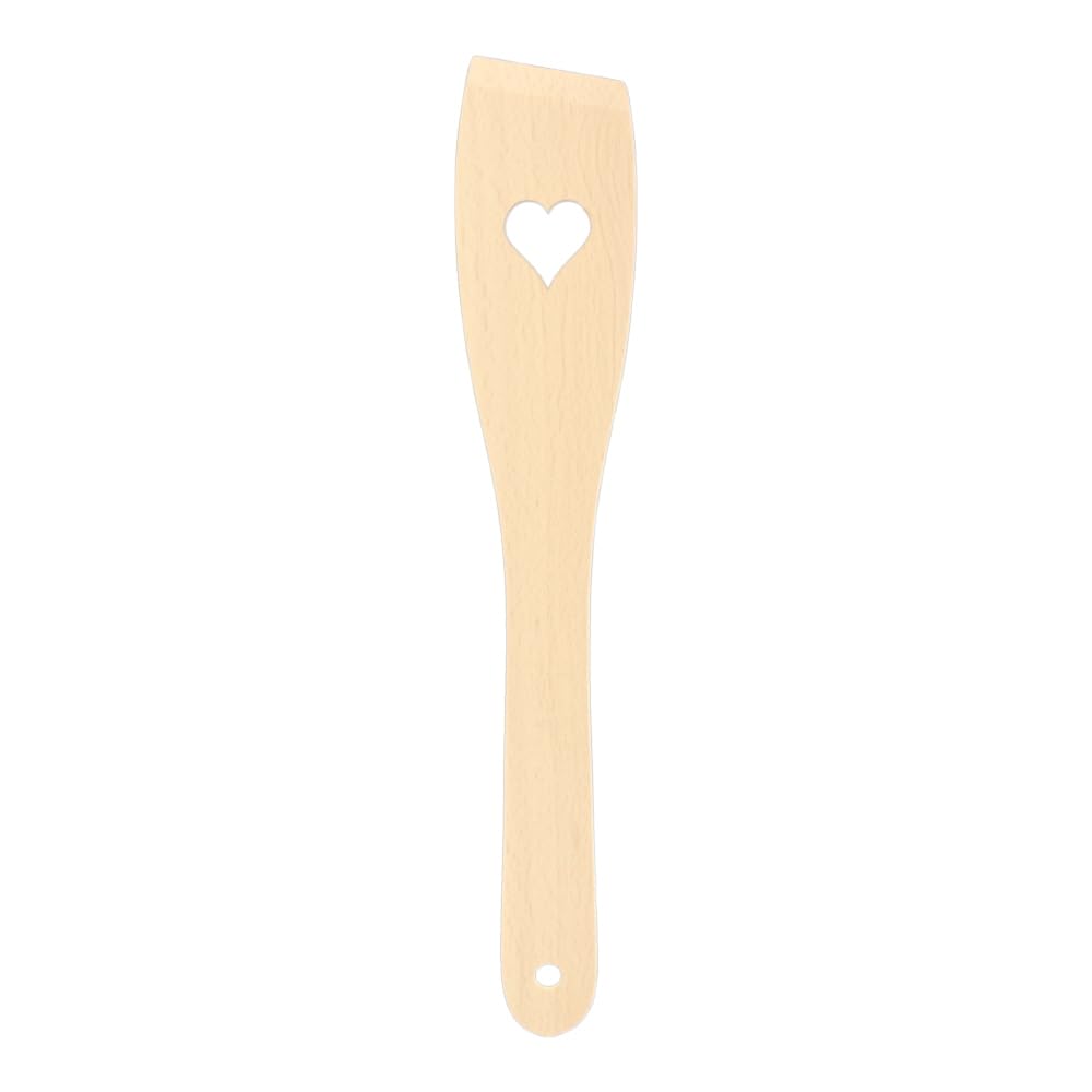 50x Pfannenwender, 30 cm, hitzebeständig & plastikfrei, keine Kratzer in beschichteten Pfannen, kein Plastik im Essen, 100% Naturprodukt, Buchen-Holz, Herz