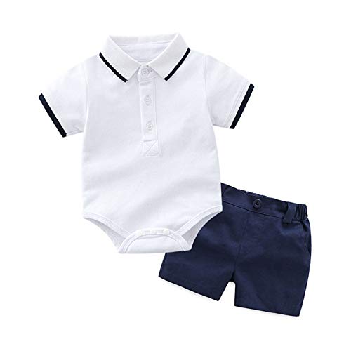 Baby Boy Clothes Girl Summer Outfits Solid Polo Short Sleeve Bodysuit Romper Shorts Tops Newborn Infant 2pcs Set