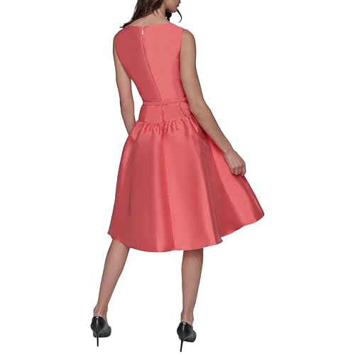 Image of Karl Lagerfeld Women's Sleeveless Boat Neck Drop Waist Belted Midi Dress