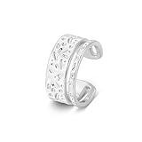 ALEXCRAFT Stainless Steel Rings for Women Men Silver Adjustable Waterproof Thumb Rings