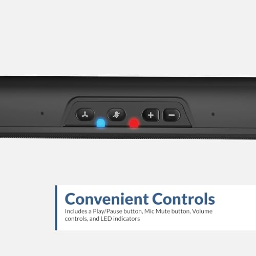 Image of Cyber Acoustics USB & Bluetooth Speaker Bar (CA-2890BT) - USB Powered Speaker with Speakerphone for PC and Bluetooth to Simultaneously Connect to Smartphones, Clamps to Monitor, Convenient Controls